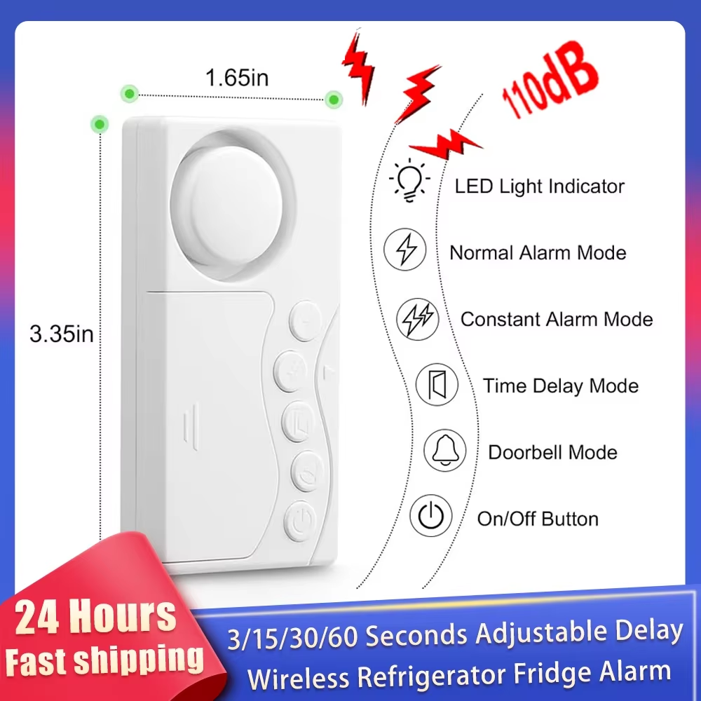 Window Alarm Sensor - إنذار ثلاجة تأخير قابل للتعديل ،