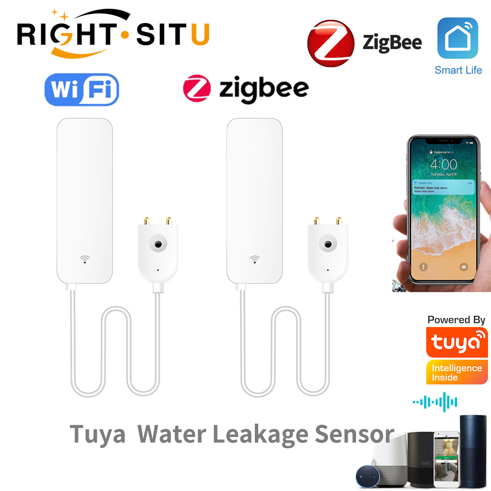 Home Security Gadgets - Tuya WiFi مستشعر تسرب المياه، كاشف